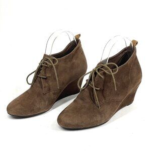 Boden Womens Suede Ankle Boots Wedge US Size 5.5 - 6 Brown Leather Lace Up EU 36
